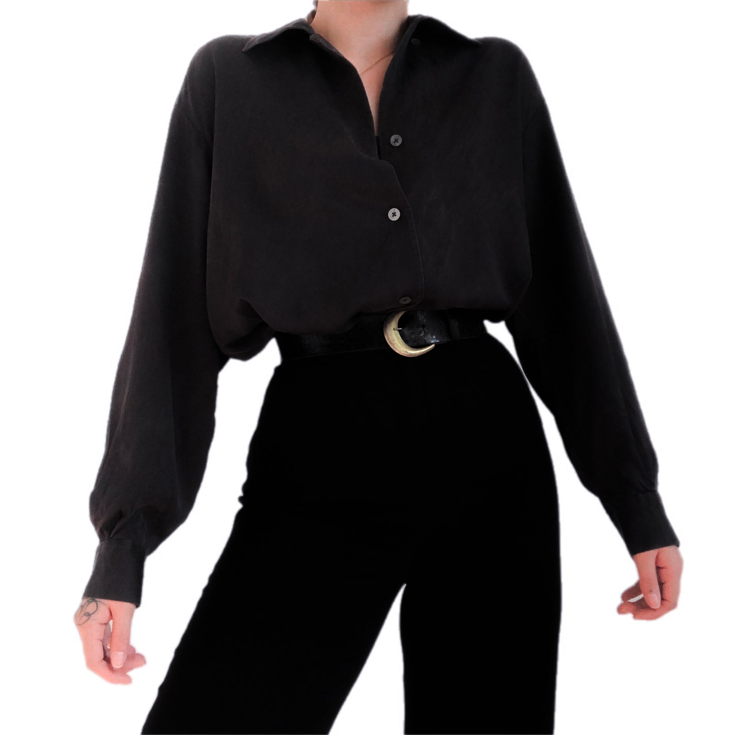 Blusa negra seda
