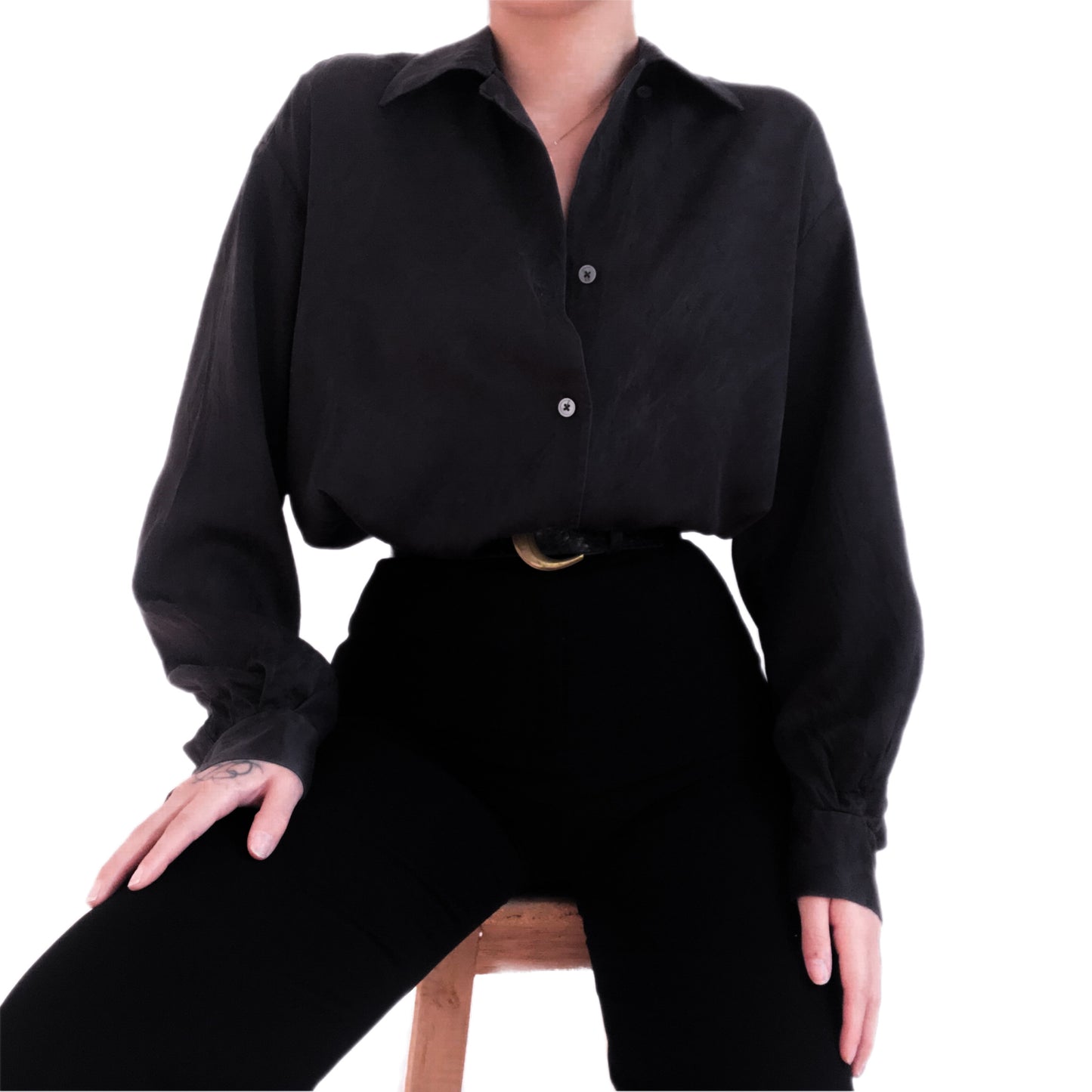 Blusa negra seda