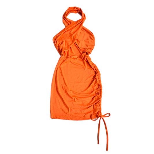 Vestido naranja escote cruzado