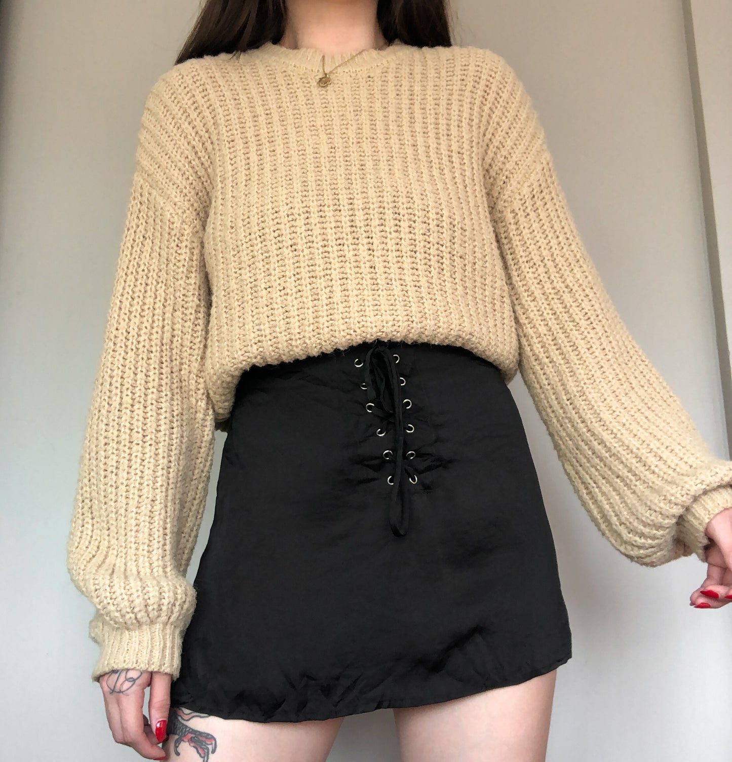 Suéter knit grueso beige vainilla