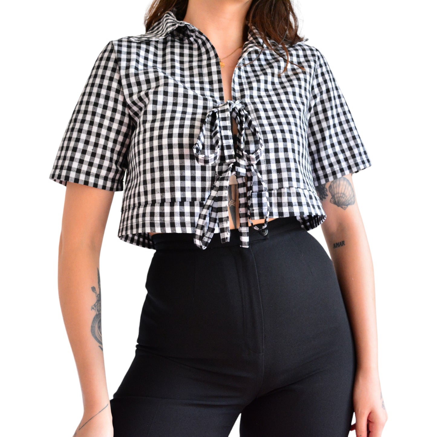 Blusa de cuadros upcycling