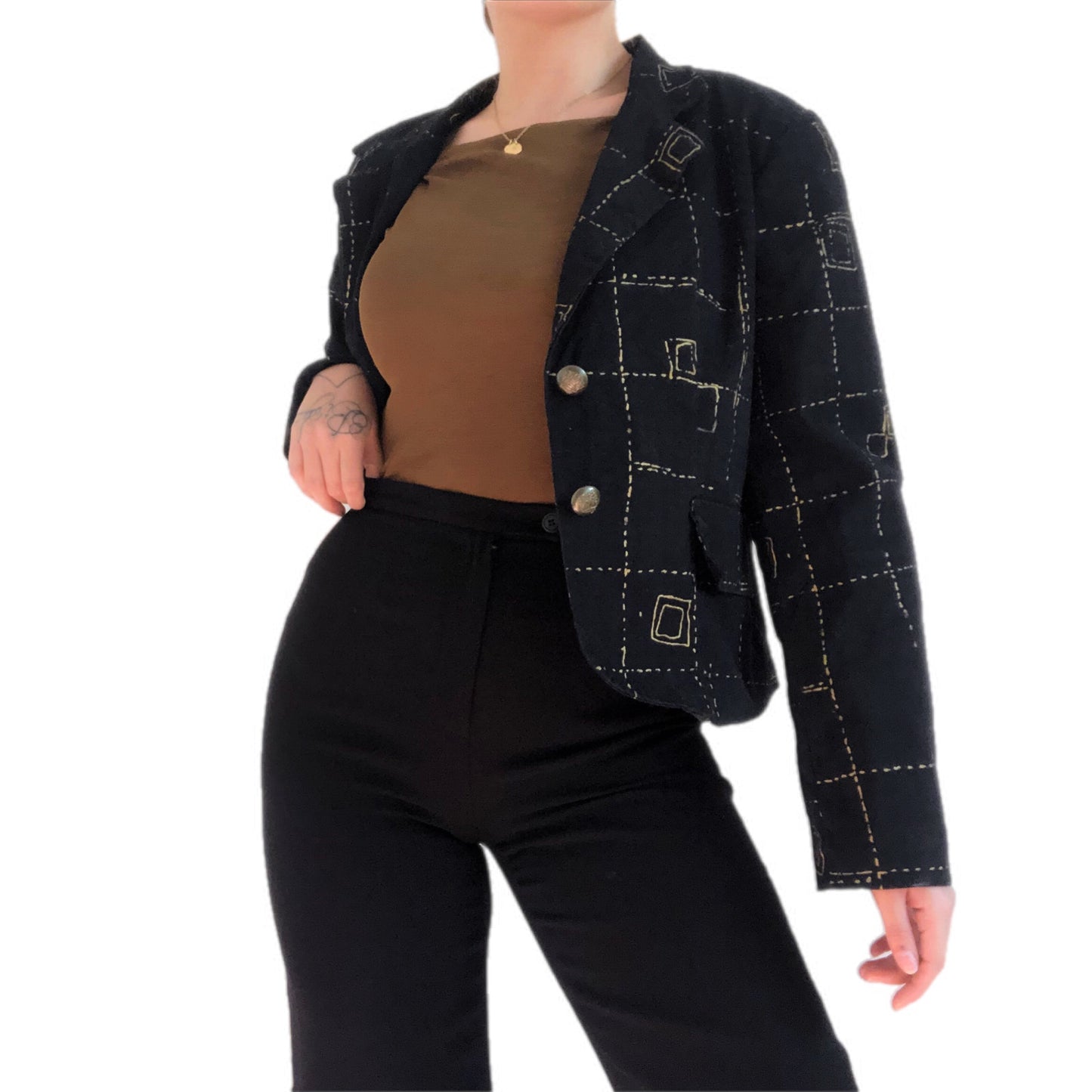 Blazer negro plaid