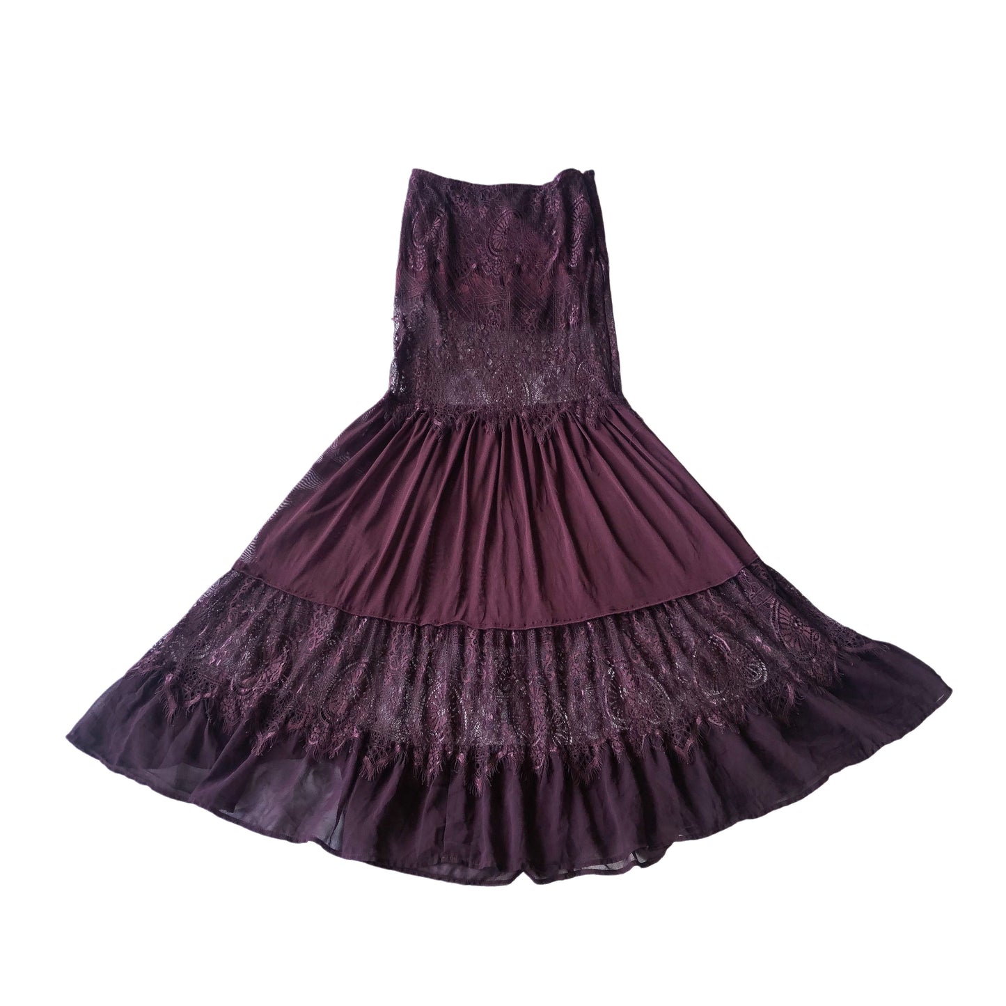 Falda violeta larga encaje