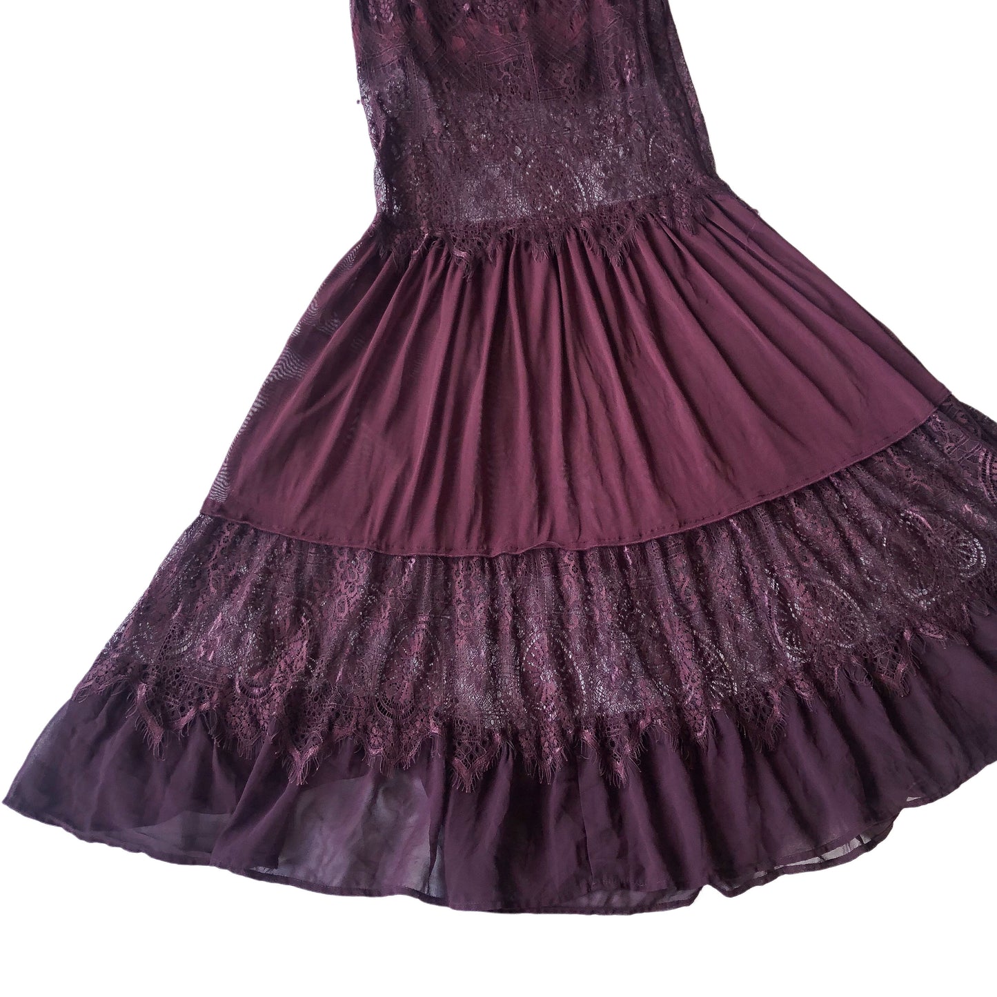 Falda violeta larga encaje