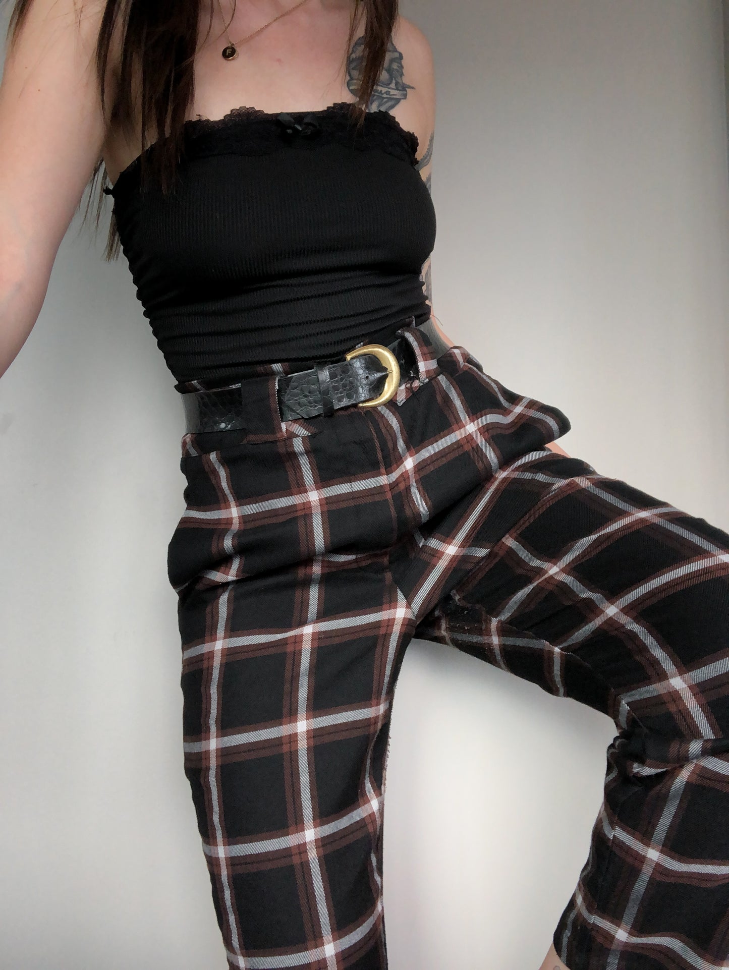 Trouser cuadriculado tiro alto