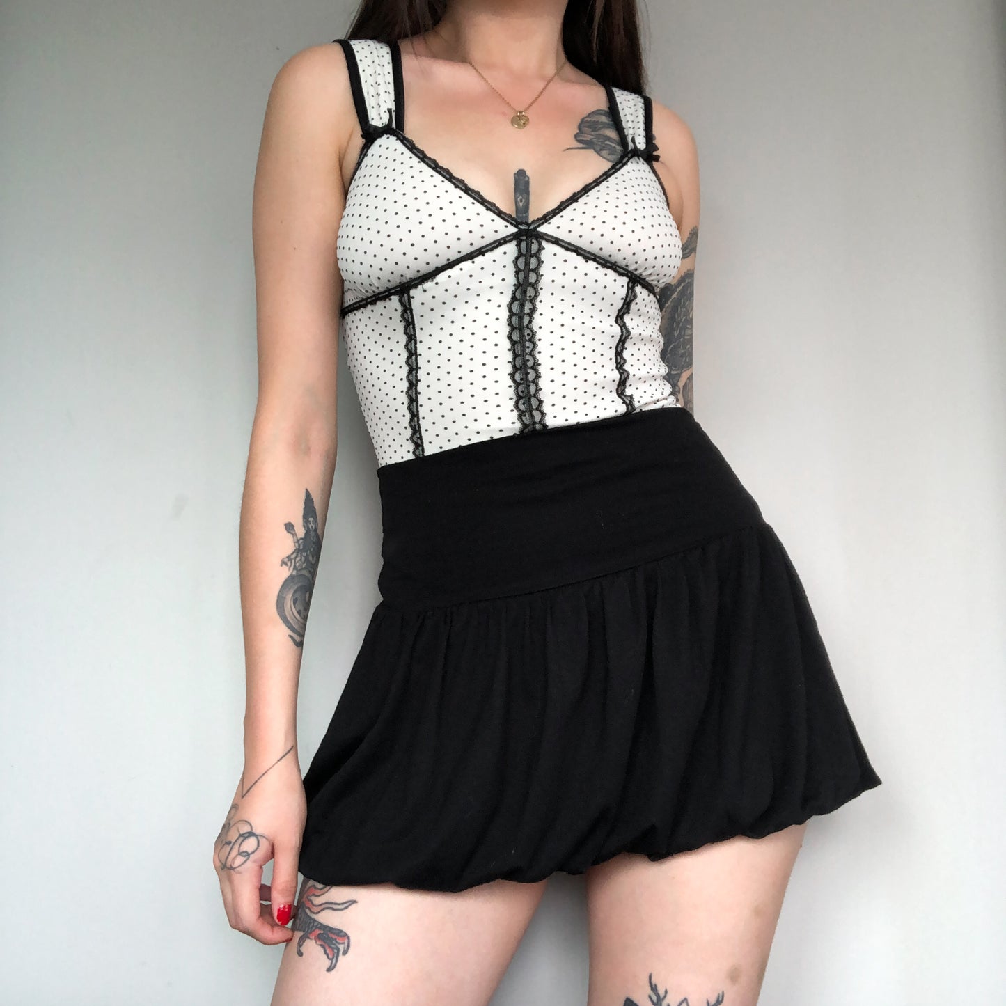 Blusa polka dots encaje
