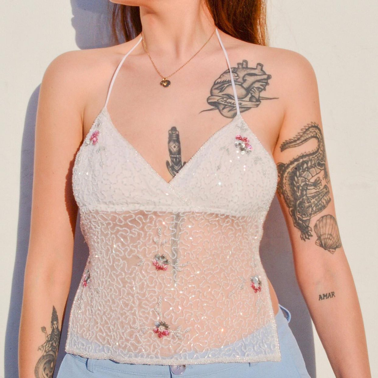 Top blanco con canutillo