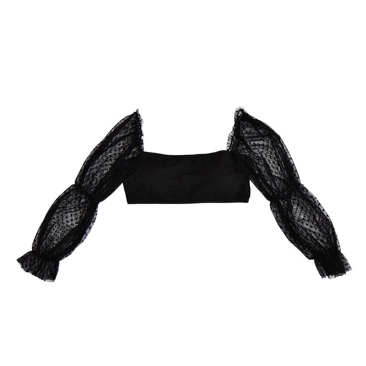 Top negro con mangas mesh